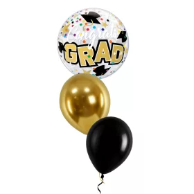 Fekete-arany gratulációs bubble ballagási luficsokor