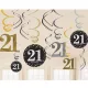Elegáns arany-ezüst-fekete 21 szülinapi függő dekoráció 12 db
