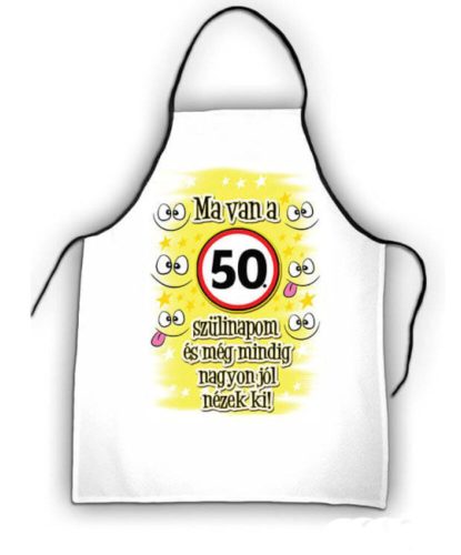 Mosolygós 50 szülinapi kötény