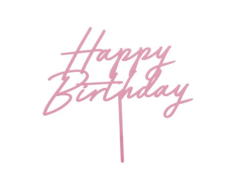 Elegáns rózsaszín happy birthday feliratú tortadísz