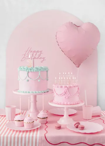 Elegáns rózsaszín happy birthday feliratú tortadísz