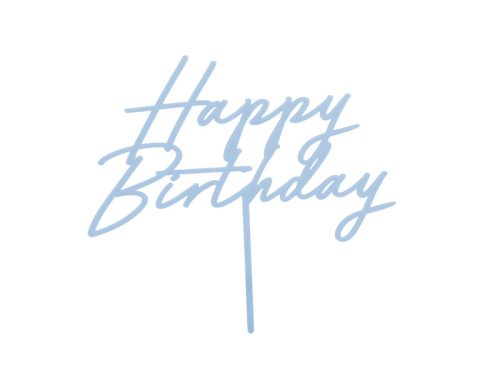 Elegáns kék happy birthday feliratú tortadísz