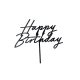 Elegáns fekete happy birthday feliratú tortadísz