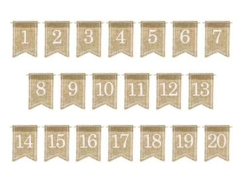 Rusztikus zászló asztalszámok 1-20ig