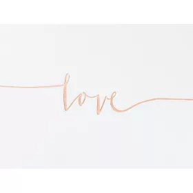 Fehér esküvői vendégkönyv rose gold love felirattal