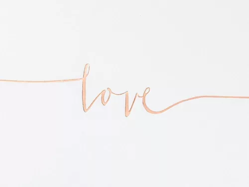 Fehér esküvői vendégkönyv rose gold love felirattal