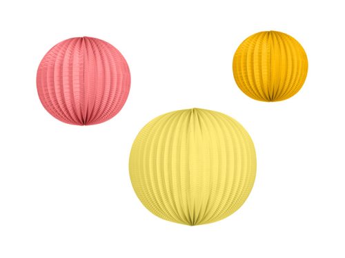 Sárga-pink lampion szett 3 db