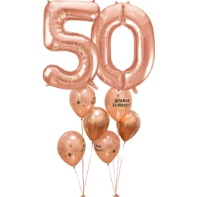 Rose gold 50 szülinapi dupla luficsokor