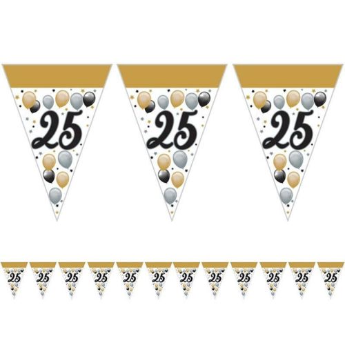 Fekete-arany 25 szülinapi zászlófüzér