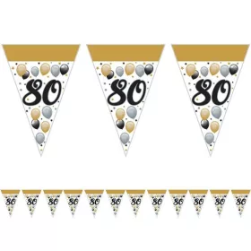 Fekete-arany 80 szülinapi zászlófüzér