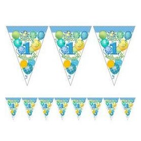 Kék boldog első szülinapot lufis zászlófüzér 5 m