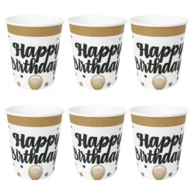 Arany-fekete happy birthday pohár 6 db