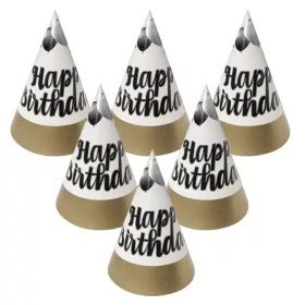 Elegáns arany-fekete happy birthday csákó 6 db