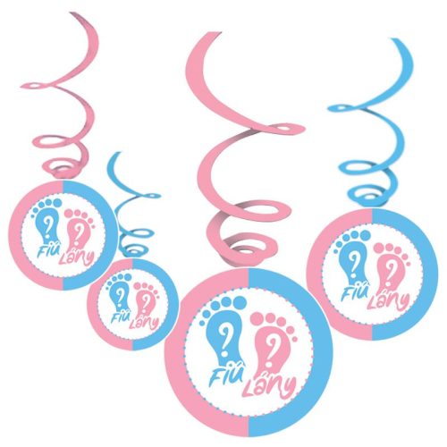Fiú vagy lány gender party függő dekoráció 6 db