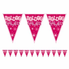 Rózsaszín boldog szülinapot zászló füzér 5 m