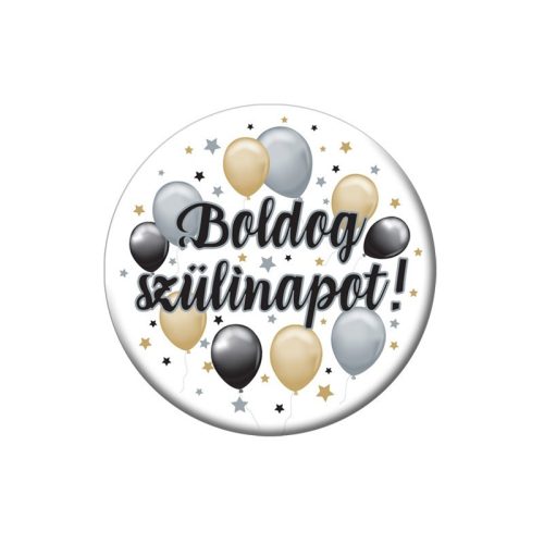 Elegáns arany-fekete boldog szülinapot kitűző