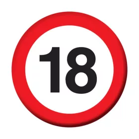 Sebességkorlátozós 18. szülinapi kitűző
