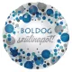 Kék-ezüst pöttyös boldog szülinapot fólia lufi