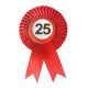 Piros sebességkorlátozó 25 szülinapi szalagos kitűző