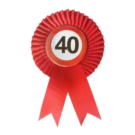 Piros sebességkorlátozó 40 szülinapi szalagos kitűző