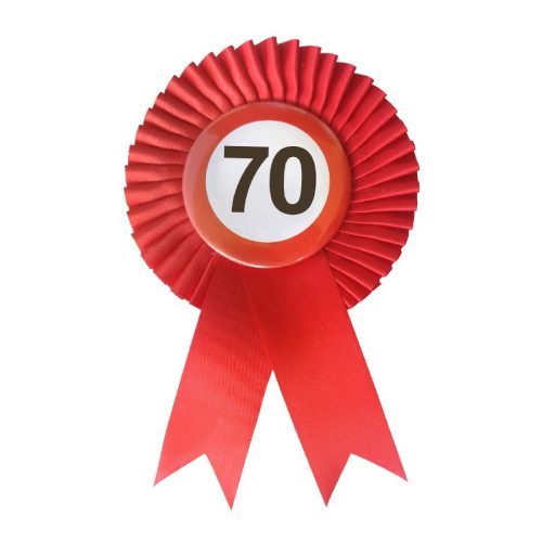 Piros sebességkorlátozó 70 szülinapi szalagos kitűző