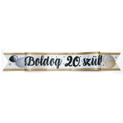 Elegáns arany-fekete 20 szülinapi vállszalag