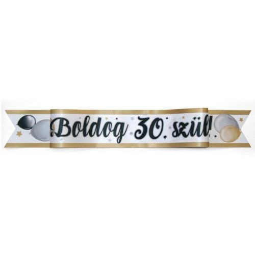 Elegáns arany-fekete 30 szülinapi vállszalag