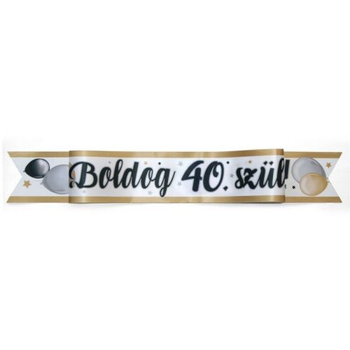Elegáns arany-fekete 40 szülinapi vállszalag