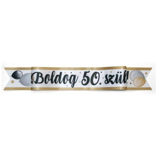 Elegáns arany-fekete 50 szülinapi vállszalag