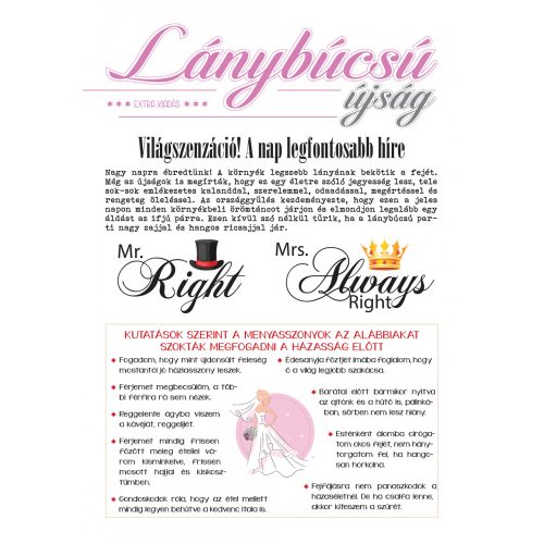 Színes lánybúcsú újság