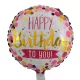 Pink-arany-fekete pöttyös happy birthday to you szülinapi fólia lufi