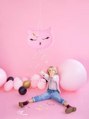 Rózsaszín cica fej pinata