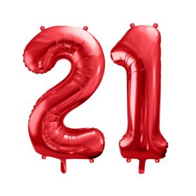 Piros 21 szám fólia lufi 86 cm