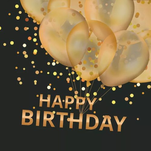 Fekete arany lufis happy birthday szalvéta 20 db
