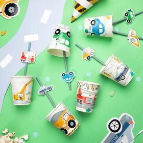 Színes munkagépes pohár 6 db