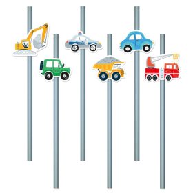 Színes munkagépes papír szívószál 6 db