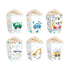 6 db-os autós-munkagépes popcorn doboz