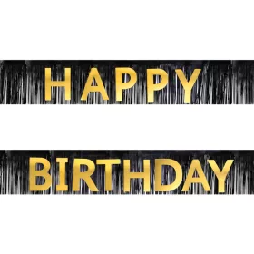 Rojtos fekete-arany happy birthday felirat