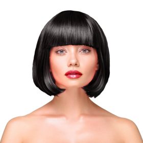 Kleopátra stílusú fekete női paróka