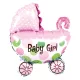 Rózsaszín baby girl babakocsis fólia lufi