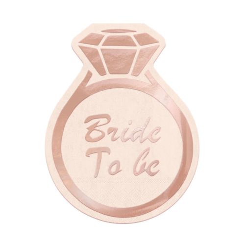 Rose gold gyémánt gyűrűs bride to be szalvéta 10 db