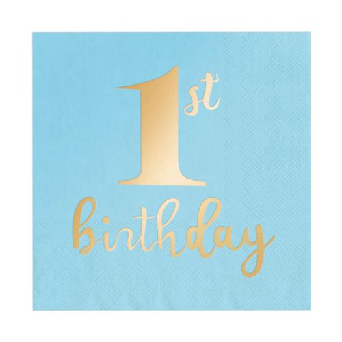 Kék-arany első szülinapi szalvéta 10 db