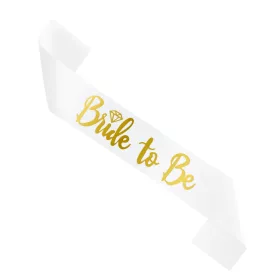 Fehér-arany gyémántos bride to be vállszalag