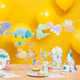 Színes dinós szívószál 6 db