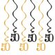Arany-fekete 50 szülinapi függő dekoráció 6 db