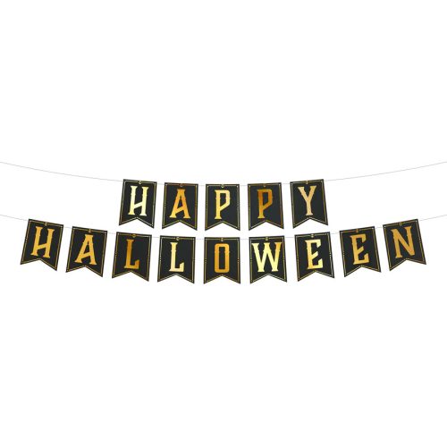 Fekete-arany happy halloween felirat