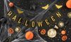 Fekete-arany happy halloween felirat