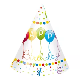 Színes lufis happy birthday csákó 6 db