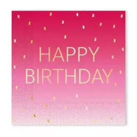 Rózsaszín ombre happy birthday szalvéta 20 db