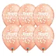 Fehér pöttyös rose gold happy birthday lufi 6 db